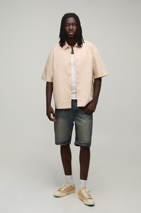 Oversized Half Sleeve Apple Print Shirt - Image 4