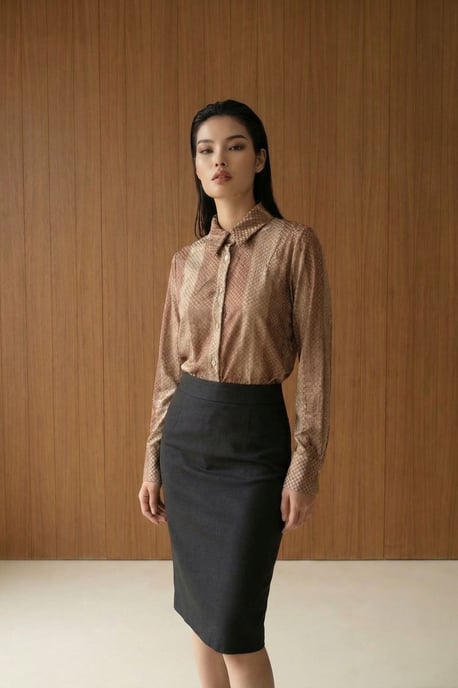 Gestreepte Fluwelen Weave Knop Shirt - Image 2