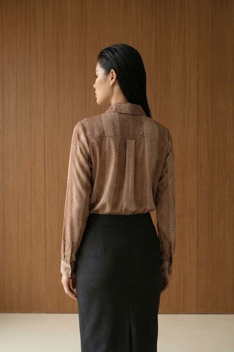 Gestreepte Fluwelen Weave Knop Shirt - Image 4