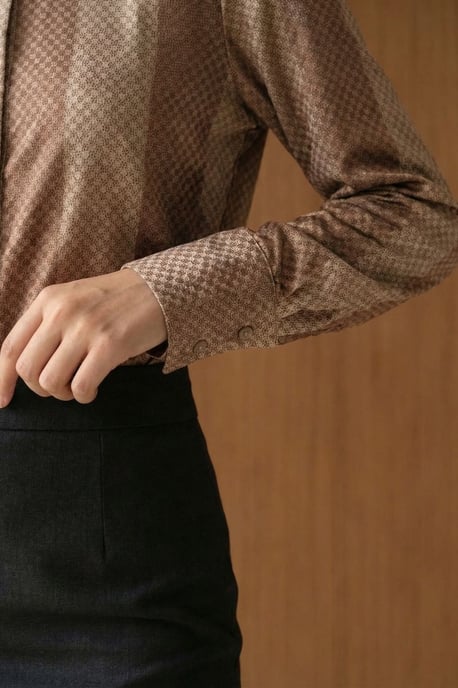 Gestreepte Fluwelen Weave Knop Shirt - Image 6
