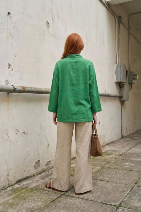 Oversized Linnenmix Lange Mouw Shirt - Image 2
