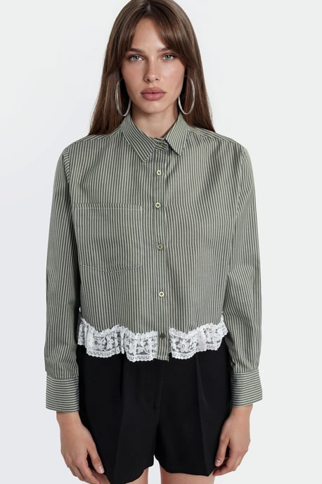 Gestreepte Crop Button-Up Shirt met Kraag - Image 5