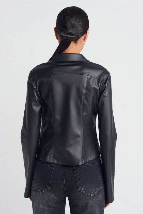 Slim Fit Faux Leer Shirt - Image 2