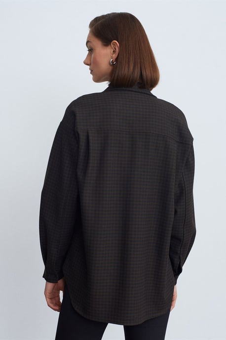 Oversized Long-sleeve Micro-pattern Shirt - Image 3
