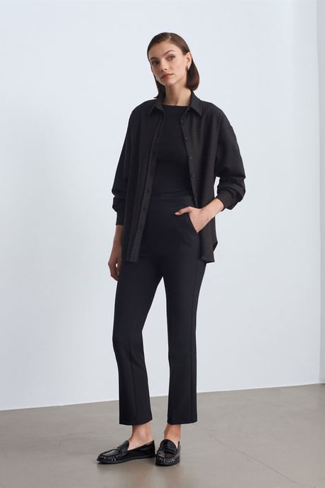 Oversized Long-sleeve Micro-pattern Shirt - Image 4