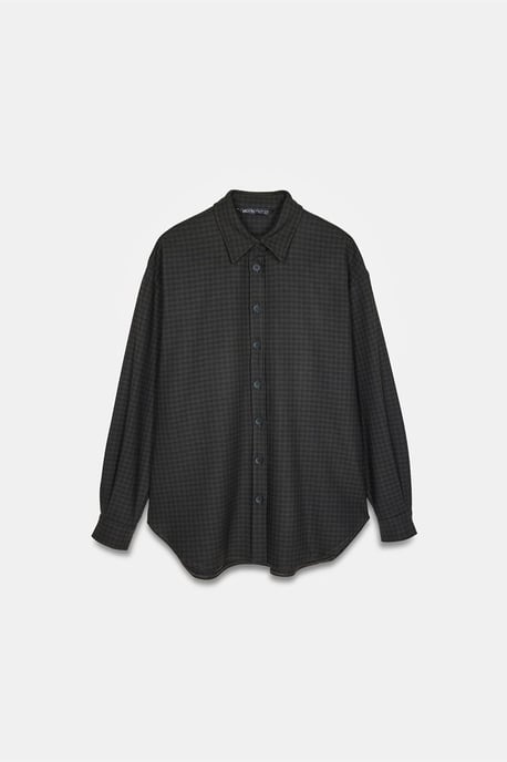 Oversized Long-sleeve Micro-pattern Shirt - Image 5