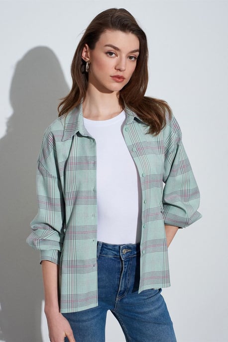 Oversized Geruite Geweven Shirt - Image 3