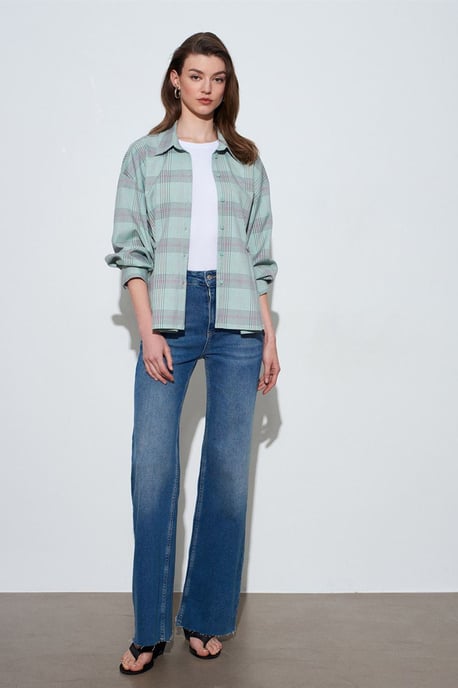 Oversized Geruite Geweven Shirt - Image 4