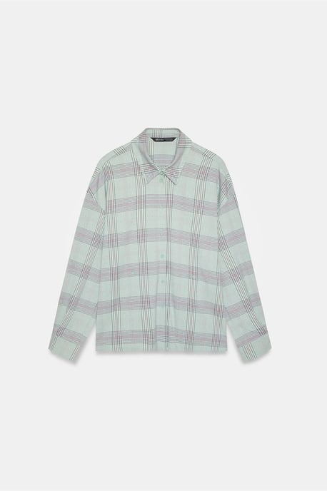 Oversized Geruite Geweven Shirt - Image 5