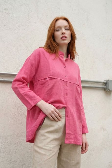 Overize Linnenmix Lange Mouwen Shirt - Image 4