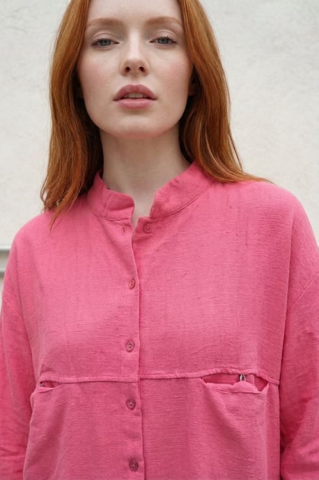 Overize Linnenmix Lange Mouwen Shirt - Image 5