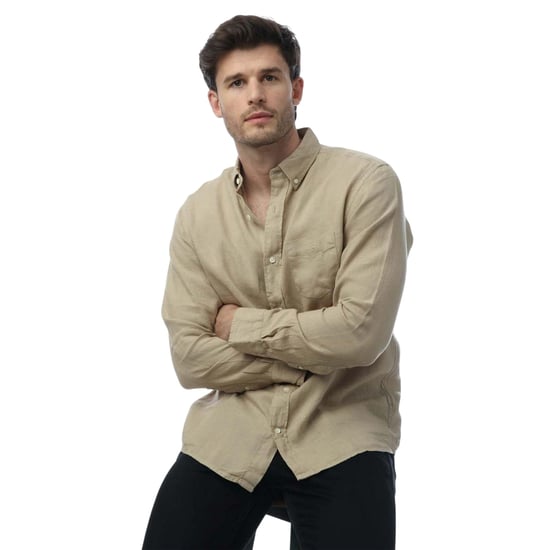 Gant Heren Linnen Kledingstuk Geverfd Normaal Overhemd (Beige) - Image 3