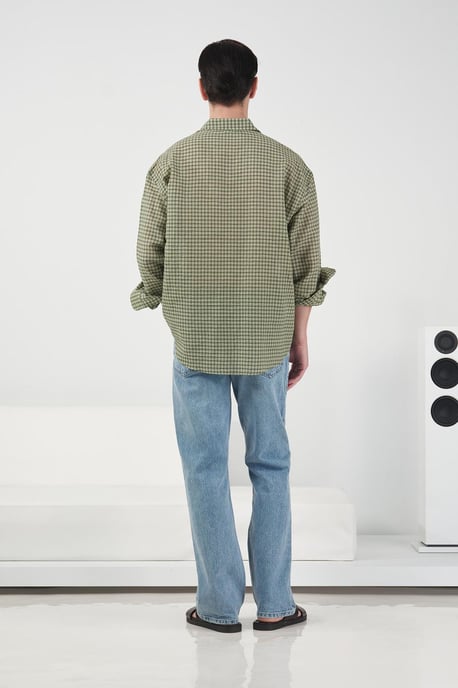 Heren Ontspannen Geruite Poplin Shirt - Image 4
