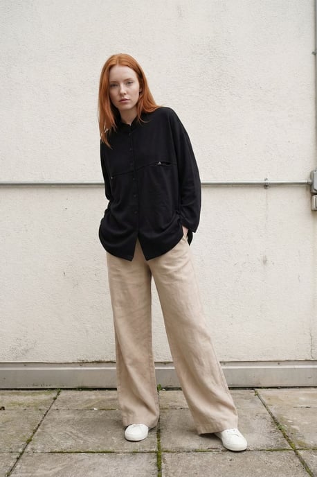 Overmaatse Linnenmix Lange Mouwen Shirt - Image 1