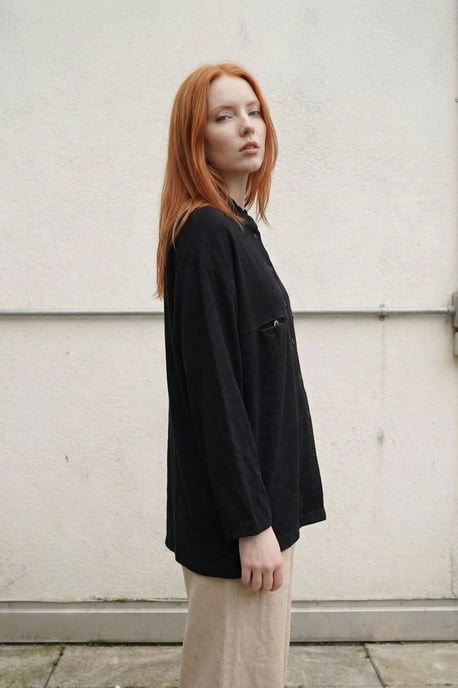 Overmaatse Linnenmix Lange Mouwen Shirt - Image 2