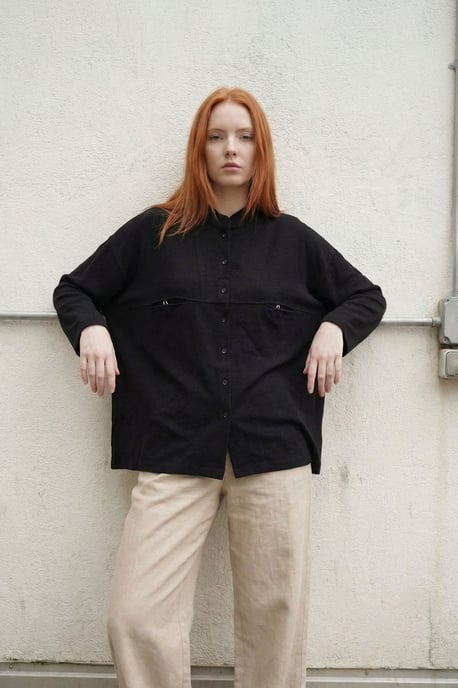 Overmaatse Linnenmix Lange Mouwen Shirt - Image 3