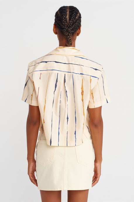 Dames Gestreepte Crop Shirt - Image 2