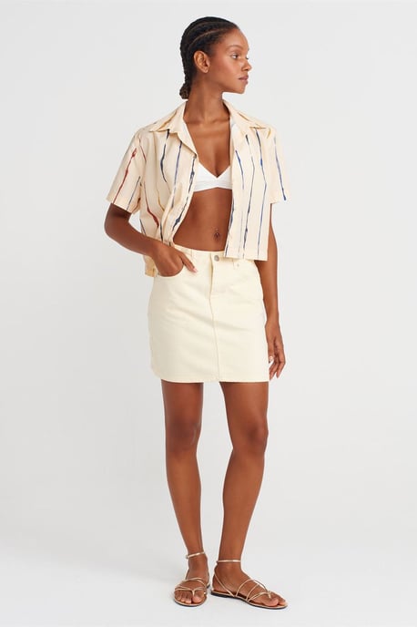 Dames Gestreepte Crop Shirt - Image 4
