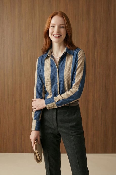 Gestreepte Fluwelen Weef Knopshirt - Image 5