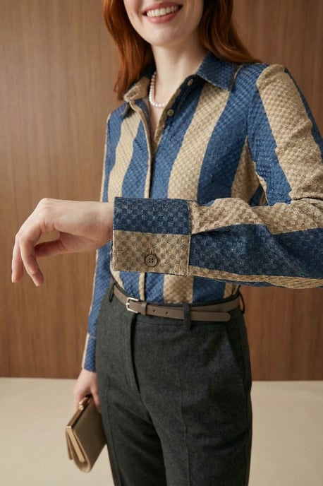 Gestreepte Fluwelen Weef Knopshirt - Image 6