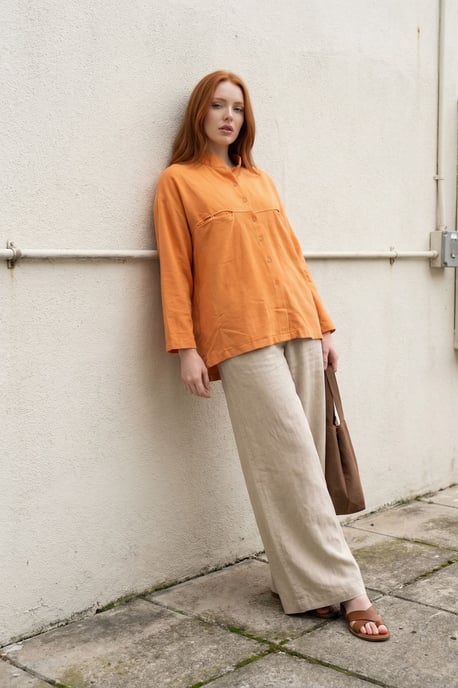 Oversized Linnenmix Lange Mouwen Shirt - Image 1