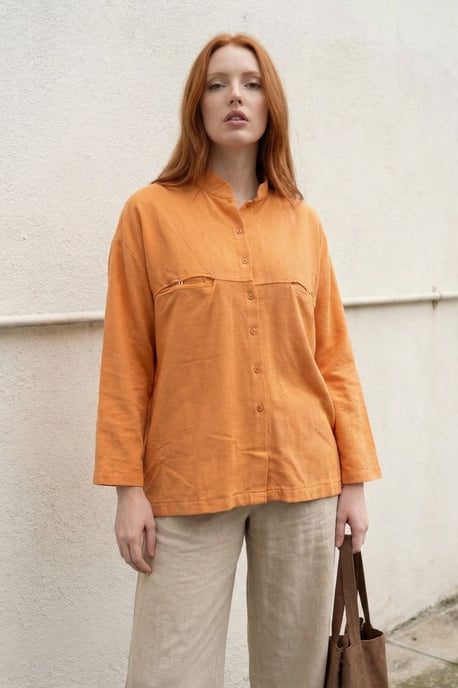 Oversized Linnenmix Lange Mouwen Shirt - Image 2