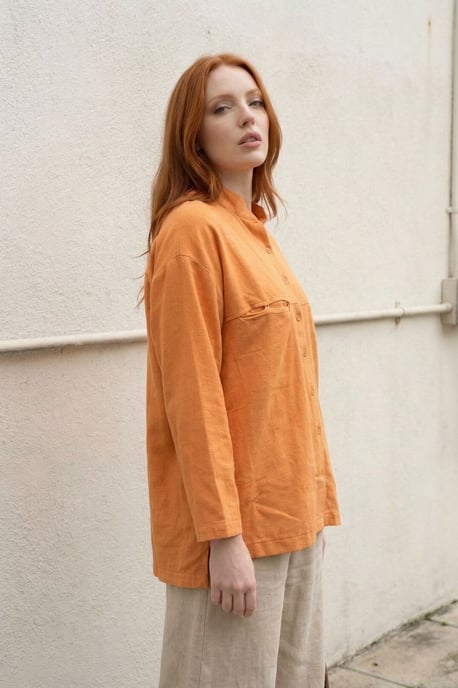 Oversized Linnenmix Lange Mouwen Shirt - Image 3