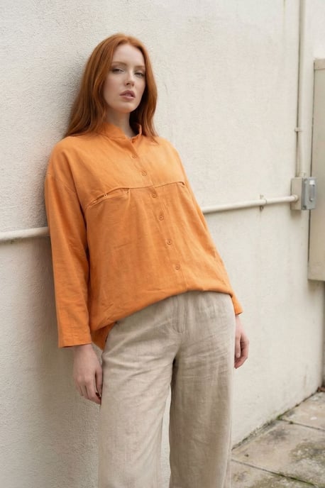 Oversized Linnenmix Lange Mouwen Shirt - Image 4