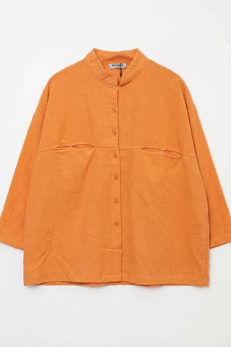 Oversized Linnenmix Lange Mouwen Shirt - Image 6