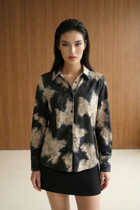 Dames Abstracte Fluwelen Geweven Shirt - Image 2