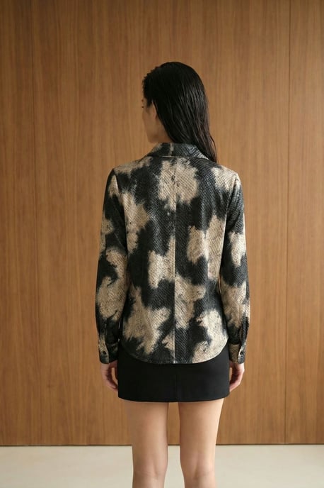 Dames Abstracte Fluwelen Geweven Shirt - Image 4