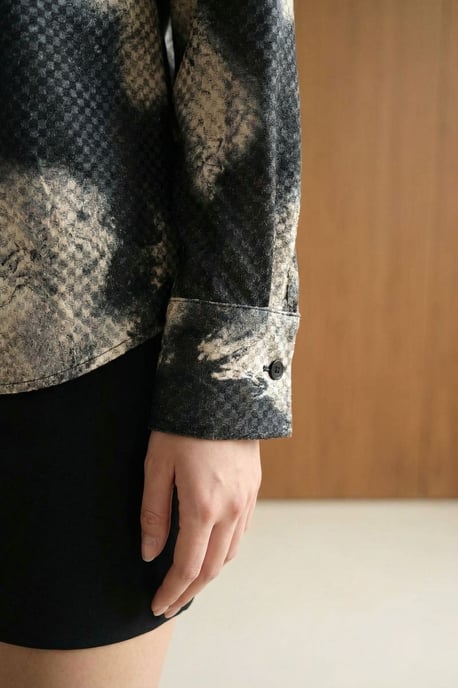 Dames Abstracte Fluwelen Geweven Shirt - Image 6