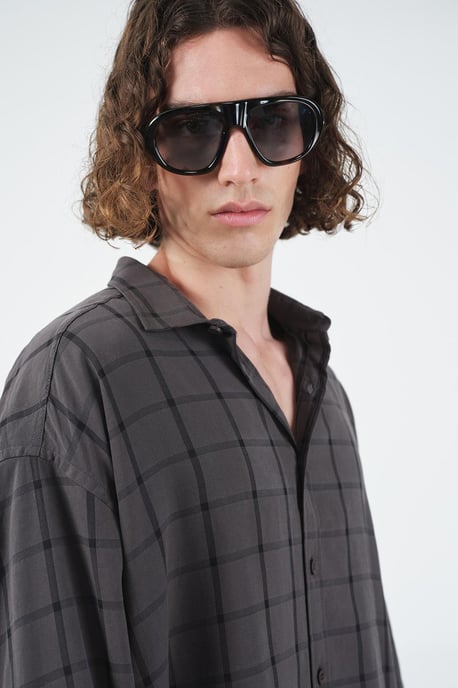 Overmaatse geruite geweven chemise - Image 4