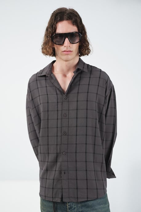 Overmaatse geruite geweven chemise - Image 5