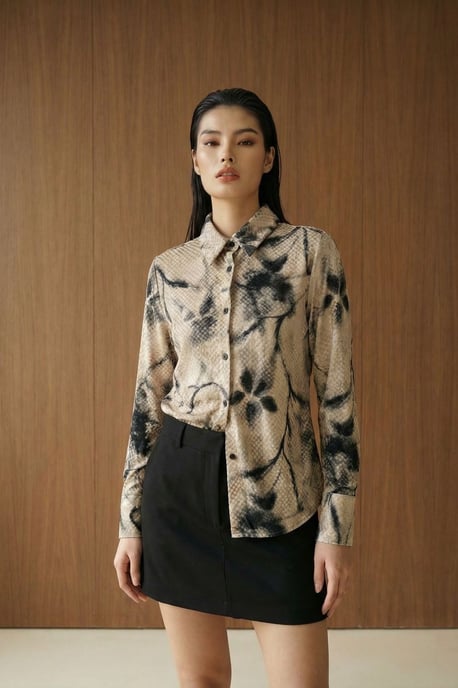 Vrouwen Abstract Zijde Woven Shirt - Image 2