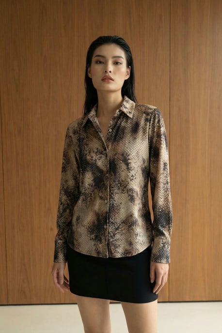 Satinblus med ormskinnstryck - Image 2