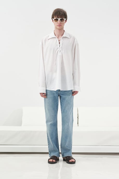 Heren Katoenen Poplin Strikblouse - Image 2