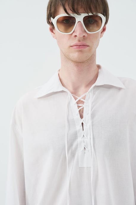 Heren Katoenen Poplin Strikblouse - Image 5