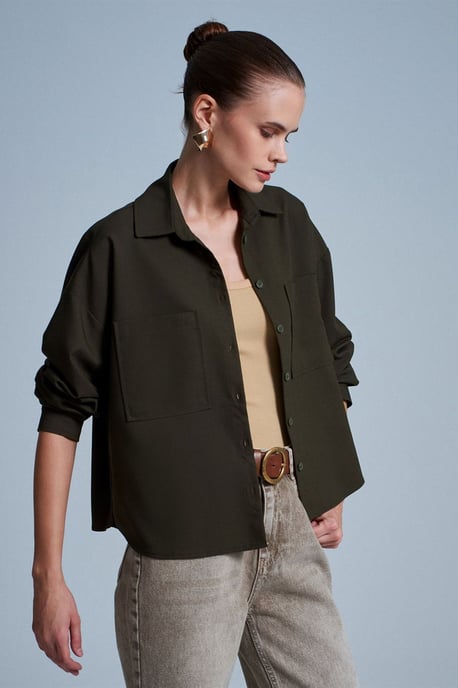 Overmatige Crepe Knoopsluiting Shirt - Image 3