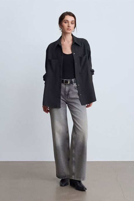 Översize långärmad stickad overshirt - Image 4