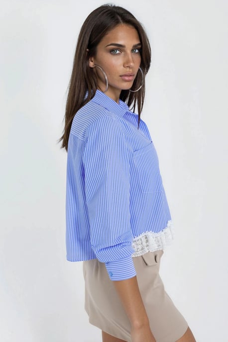 Gestreepte Cropped Overhemd met Shirtkraag - Image 2