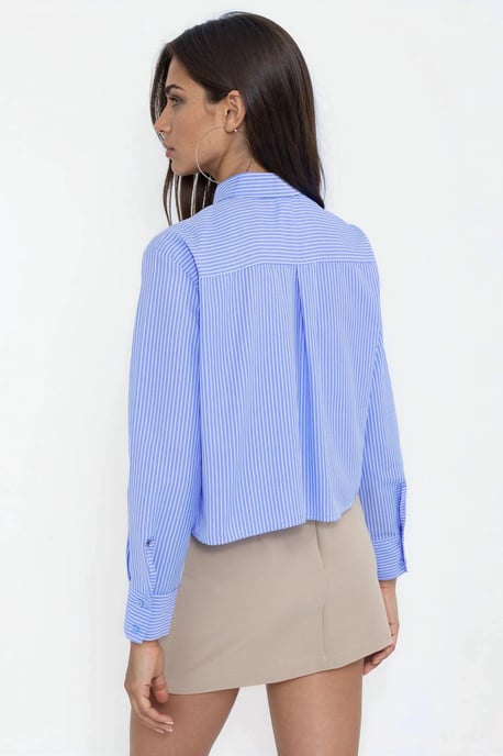 Gestreepte Cropped Overhemd met Shirtkraag - Image 3