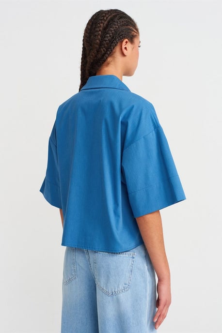 Oversized Crop Crepe Overshirt - Image 2