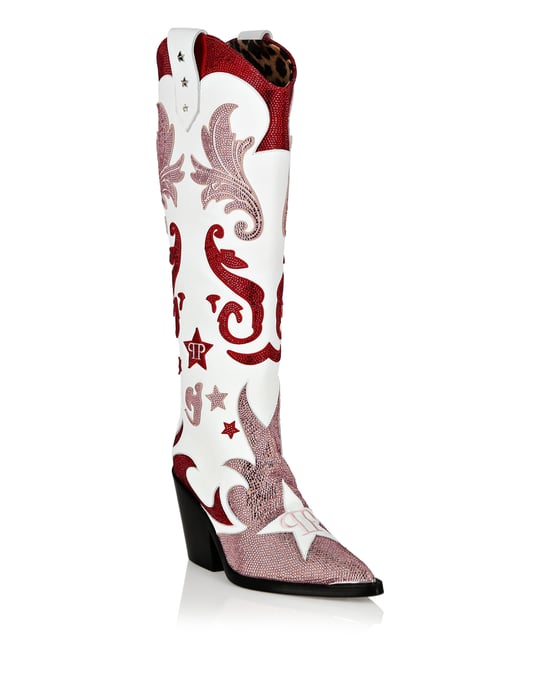 Boots Mid Heels High Stars - Image 1