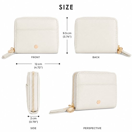 Women’s Small RFID Zip Around Purse, Card Coin Wallet in Beige - Image 3