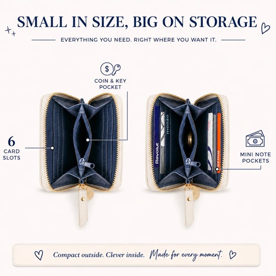 Women’s Small RFID Zip Around Purse, Card Coin Wallet in Beige - Image 4