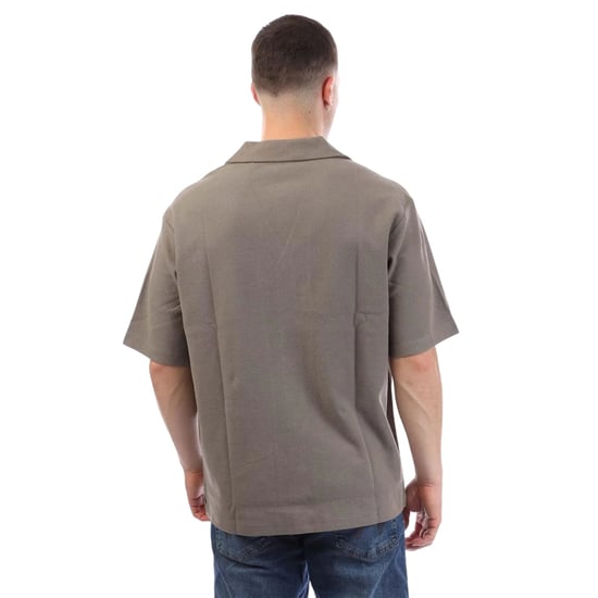 Boss Gebreid heren overhemd met logo (Beige) - Image 3