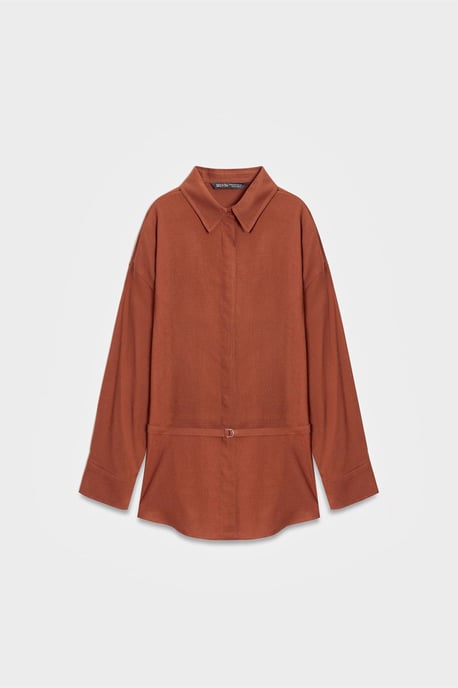 Long Belted Woven Shirt - Image 1