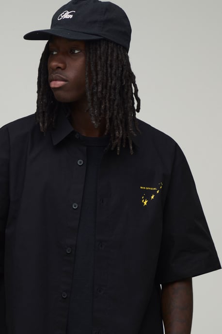 Oversized Half Sleeve Apple Print Shirt - Image 2