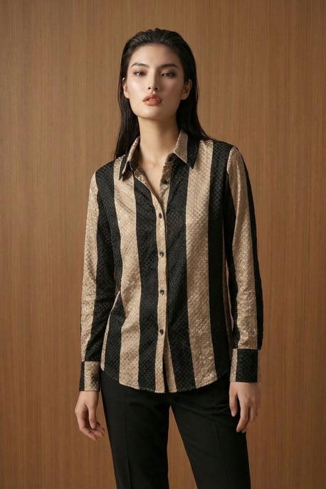 Gestreepte Fluwelen Weef Knopshirt - Image 2